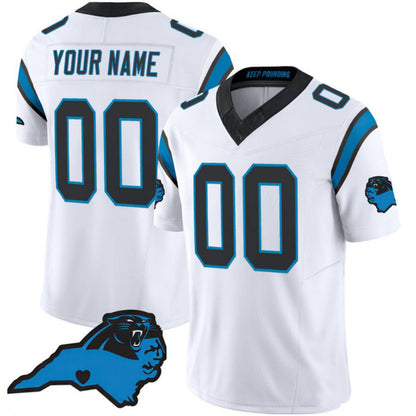 Custom Carolina Panthers 2024 White Vapor F.U.S.E. Limited Carolina Patch All Stitched Jersey