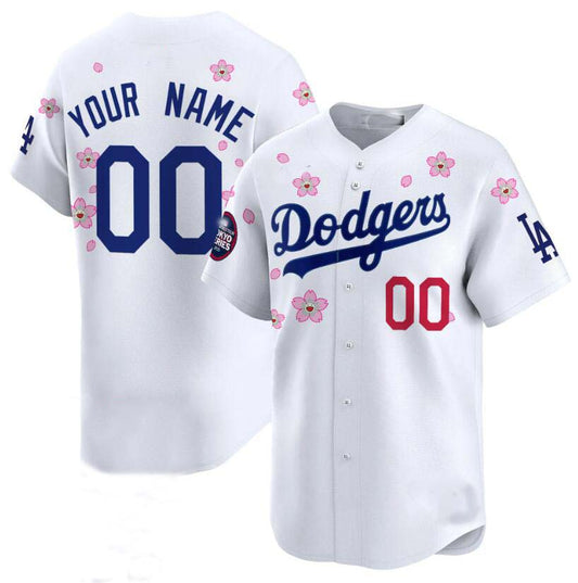 Custom Los Angeles Dodgers Active Player White 2025 Tokyo Series Limited Stitched Baseball Jersey