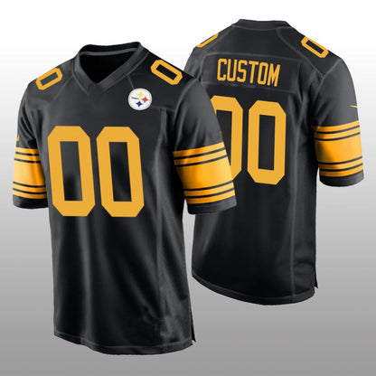 Custom  P.Steelers Black Alternate Game Jersey Stitched American Football Jerseys