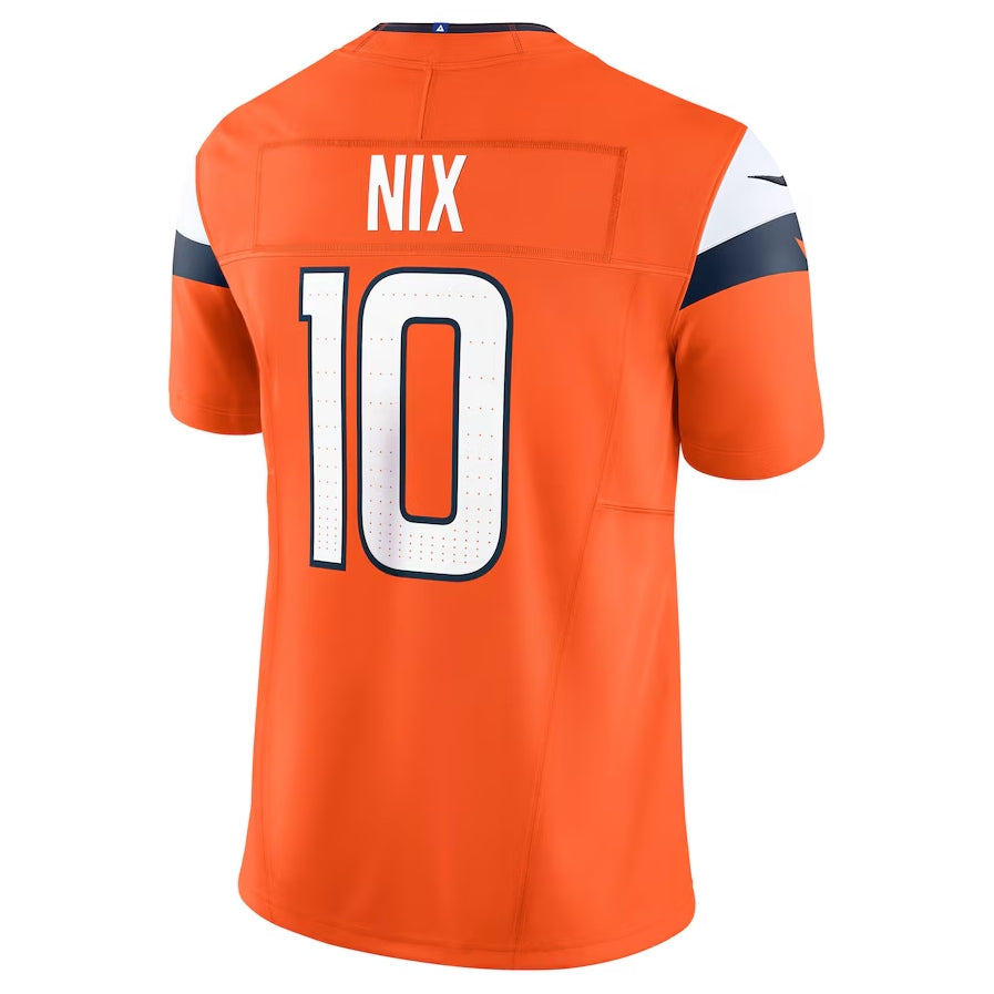 D.Broncos #10 Bo Nix Orange Vapor F.U.S.E. Limited American Football Jersey