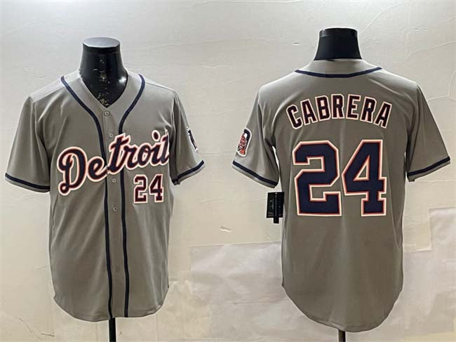 Detroit Tigers #24 Miguel Cabrera Gray Cool Base Stitched Baseball Jersey