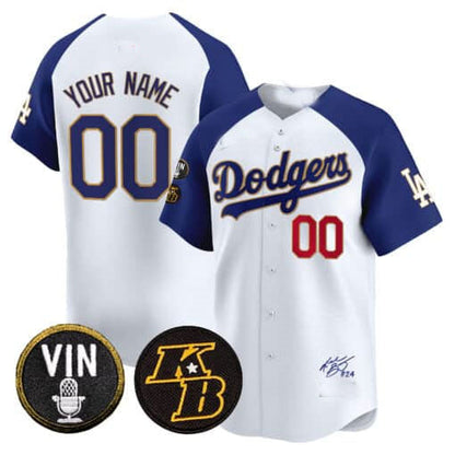 Custom Los Angeles Dodgers Vin Patch & Kobe Bryant Signature Vapor Premier Limited ¨C All Stitched Baseball Jersey