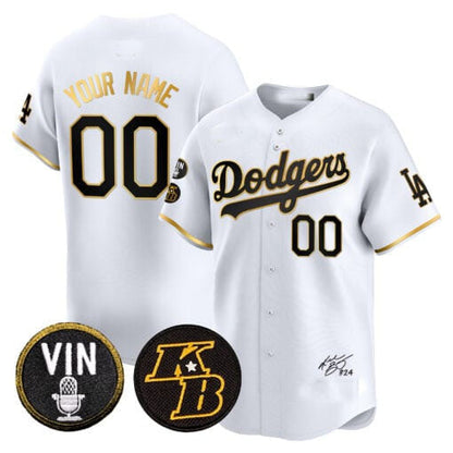 Custom Los Angeles Dodgers Vin Patch & Kobe Bryant Signature Vapor Premier Limited ¨C All Stitched Baseball Jersey