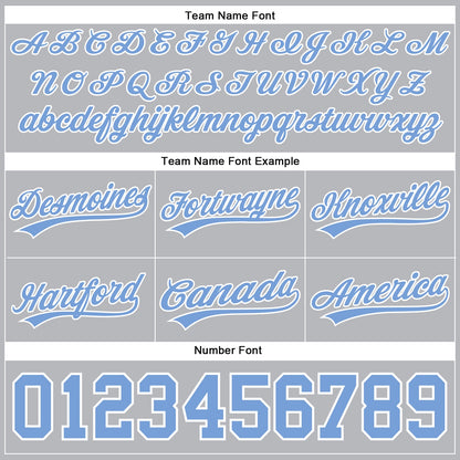 Custom Gray Light Blue-White Authentic Throwback Basketball Shorts