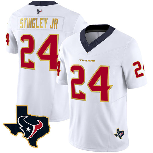 H.Texans #24 Derek Stingley Jr. White Vapor Limited Jersey Stitched American Football Jerseys