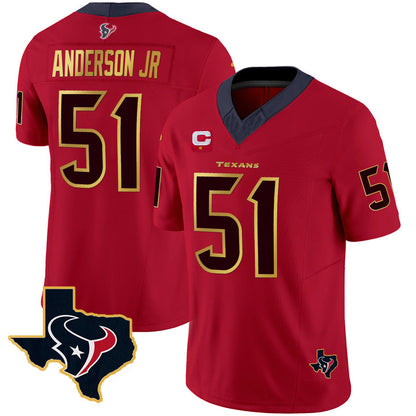 H.Texans #51 Will Anderson Jr. Red Vapor Limited Jersey Stitched American Football Jerseys