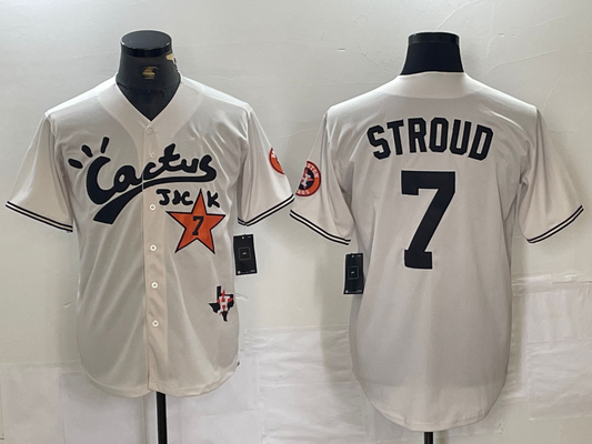 Houston Astros #7 CJ Stroud Cream Cactus Jack Cool Base Baseball Jerseys