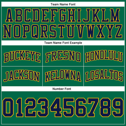 Custom Kelly Green Navy-Gold Authentic Throwback Basketball Shorts