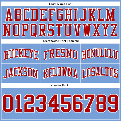 Custom Light Blue Red-White Authentic Throwback Basketball Shorts