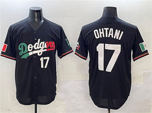 Los Angeles Dodgers #17 Shohei Ohtani Black Mexico Flag Limited Stitched Baseball Jersey