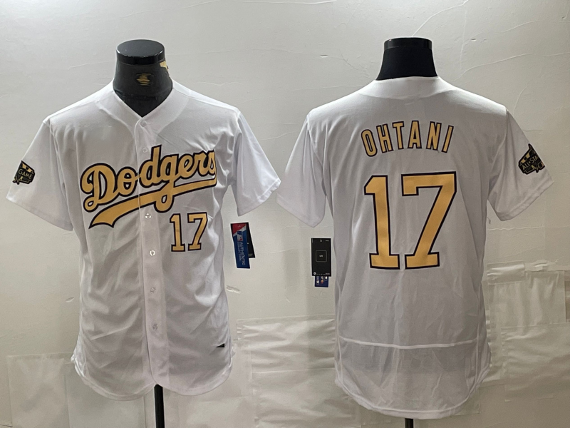 Los Angeles Dodgers #17 Shohei Ohtani Number White 2022 All Star Stitched Flex Base Baseball Jersey