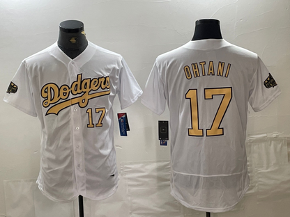 Los Angeles Dodgers #17 Shohei Ohtani Number White 2022 All Star Stitched Flex Base Baseball Jersey