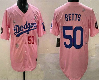 Los Angeles Dodgers #50 Mookie Betts Pink 2025 Tokyo Series Limited Stitched Baseball Jersey