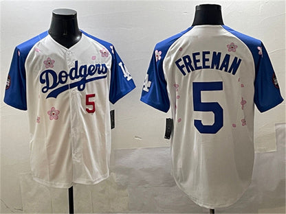 Los Angeles Dodgers #5 Freddie Freeman White Royal 2025 Tokyo Series Limited Stitched Baseball Jersey