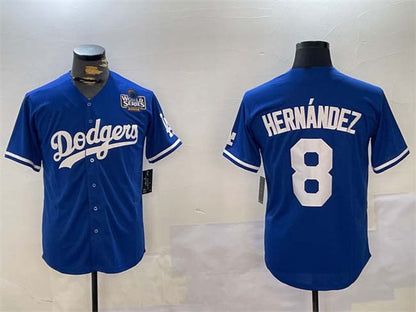 Los Angeles Dodgers #8 Enrique Hern¨¢ndez Royal 2024 World Series Cool Base Stitched Baseball Jersey