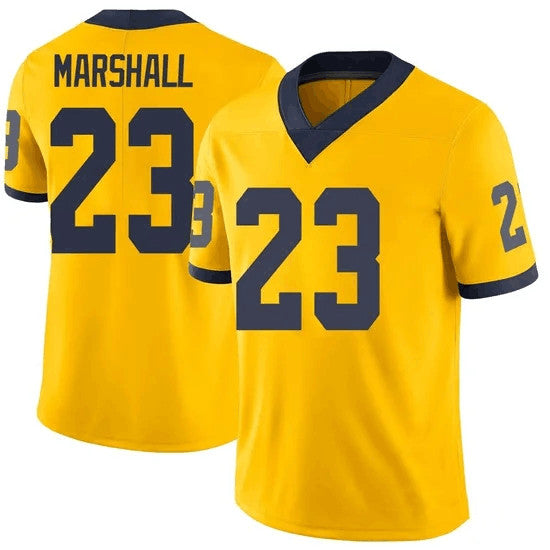 M.Wolverines #23 Jordan Marshall Yellow Stitched Football American College Jerseys