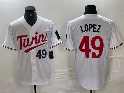 Minnesota Twins #49 Pablo Lopez Number White Stitched Cool Base Baseball Jersey
