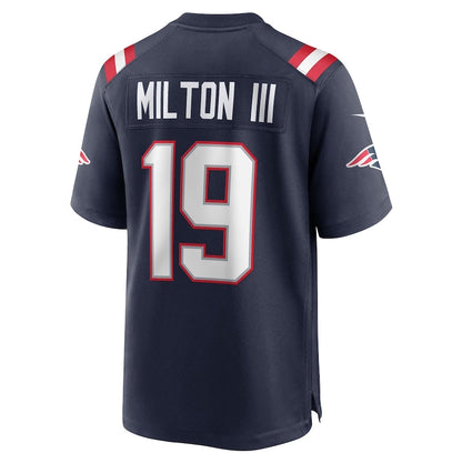NE.Patriots #19 Joe Milton III Navy Game Stitched American Football Jerseys