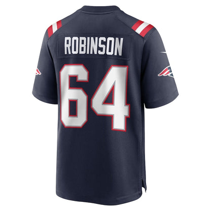 NE.Patriots #64 Layden Robinson Navy Game Stitched American Football Jerseys