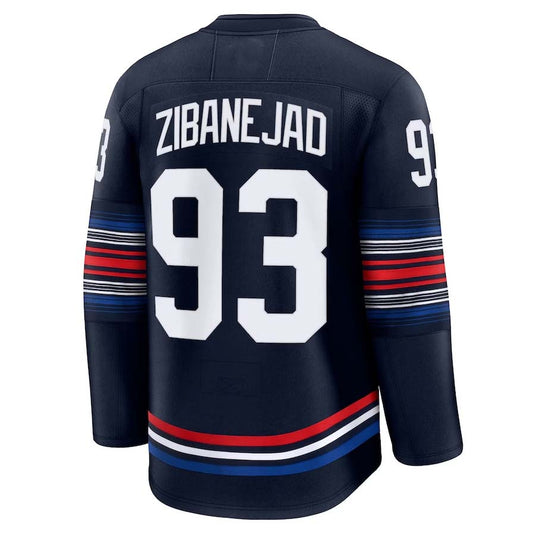 NY.Rangers #93 Mika Zibanejad Fanatics Alternate Premium Jersey - Navy Stitched American Hockey Jerseys