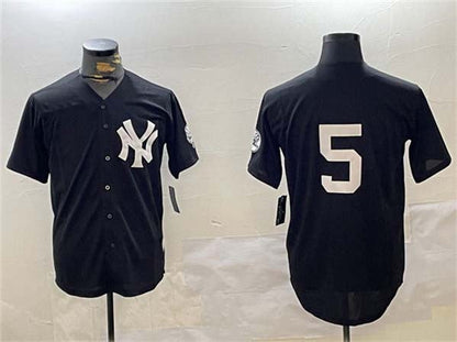 New York Yankees #5 Joe DiMaggio Black With Patch Cool Base Stitched Baseball Jersey