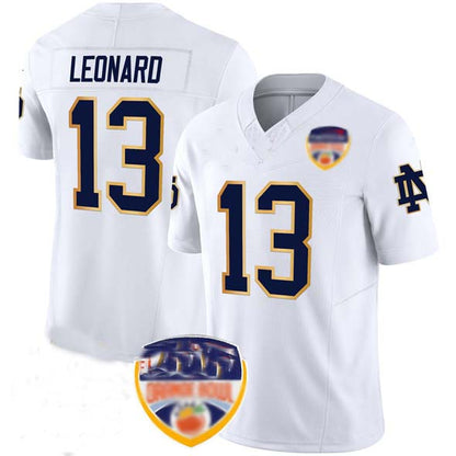 N.Dame Fighting Irish #13 Riley Leonard White F.U.S.E. 2024 Orange Bowl Patch Limited Stitched Football American College Jerseys