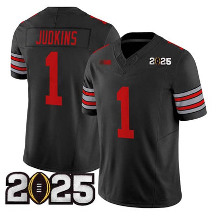 O.State Buckeyes #1 Quinshon Judkins Black 2025 CFP Final Patch F.U.S.E. Vapor Limited Stitched Football American College Jerseys