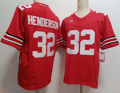 O.State Buckeyes #32 TreVeyon Henderson Red FUSE Stitched American College Jerseys