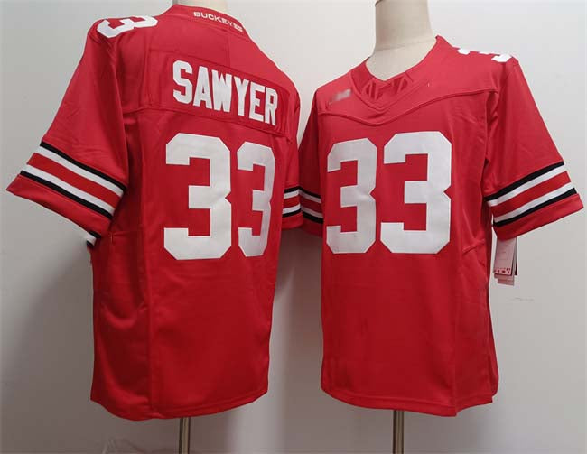 O.State Buckeyes #33 Jack Sawyer Red 2025 F.U.S.E. Limited Stitched Football American College Jerseys