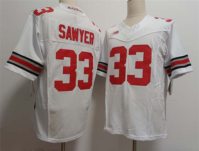 O.State Buckeyes #33 Jack Sawyer White 2025 F.U.S.E. Limited Stitched Football American College Jerseys
