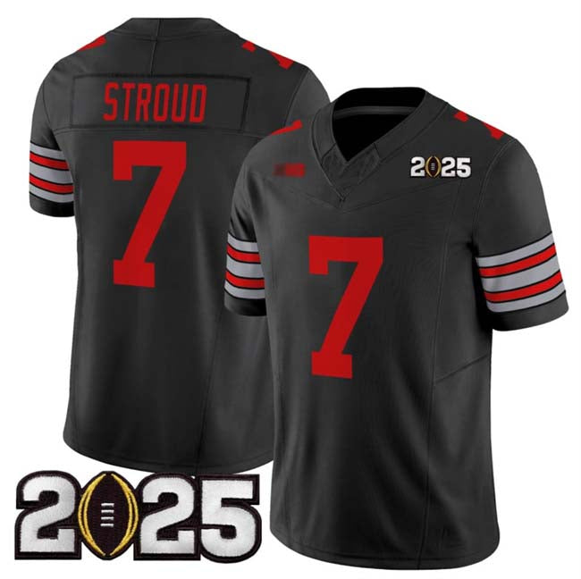 O.State Buckeyes #7 C.J. Stroud Black 2025 CFP Final Patch F.U.S.E. Vapor Limited Stitched Football American College Jerseys