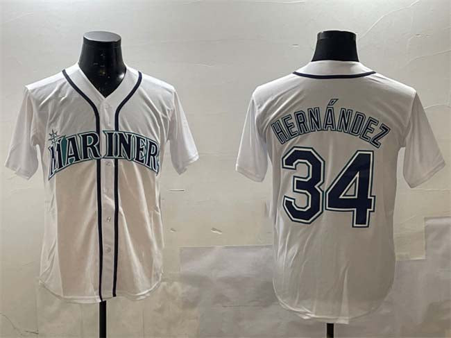 Seattle Mariners #34 F¨¦lix Hern¨¢ndez White Cool Base Stitched Baseball Jersey