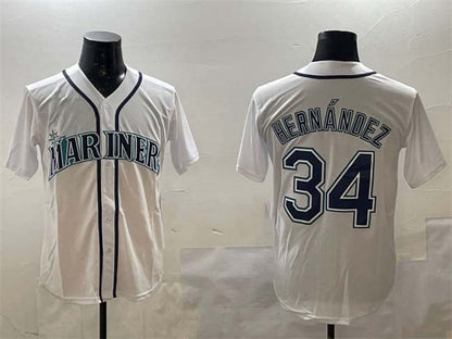 Seattle Mariners #34 F¨¦lix Hern¨¢ndez White Cool Base Stitched Baseball Jersey