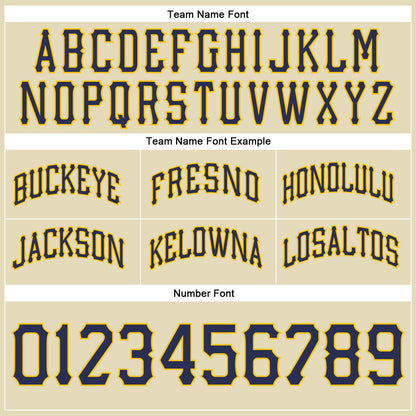 Custom Cream Navy-Gold Authentic Throwback Basketball Shorts