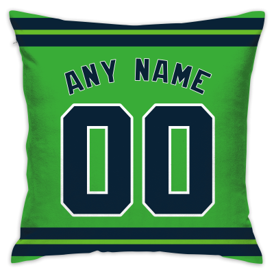 Custom Football Seattle Seahawks Decorative Throw Pillow Cover 18" x 18"- Print Personalized Style Customizable Design Team Any Name & Number