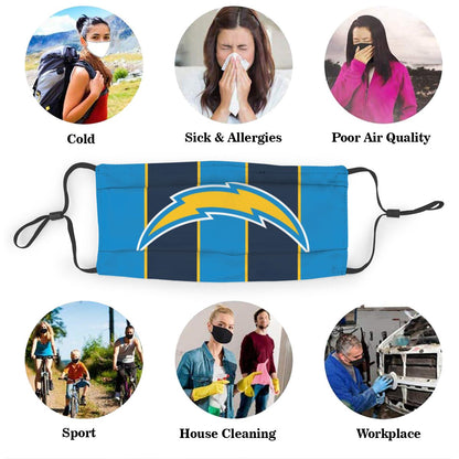 Custom Football Personalized LA.Charger 01- Blue Dust Face Mask With Filters PM 2.5