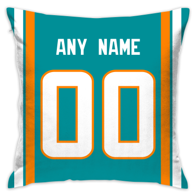 Custom Football Miami Dolphins Decorative Throw Pillow Cover 18" x 18"- Print Personalized Style Customizable Design Team Any Name & Number