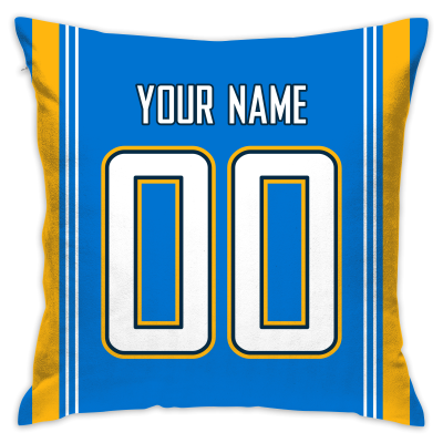 Custom Football Los Angeles Chargers Decorative Throw Pillow Cover 18" x 18"- Print Personalized Style Customizable Design Team Any Name & Number