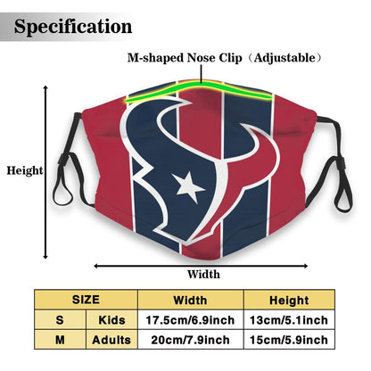 Custom Football Personalized H.Texan 01- Red Dust Face Mask With Filters PM 2.5