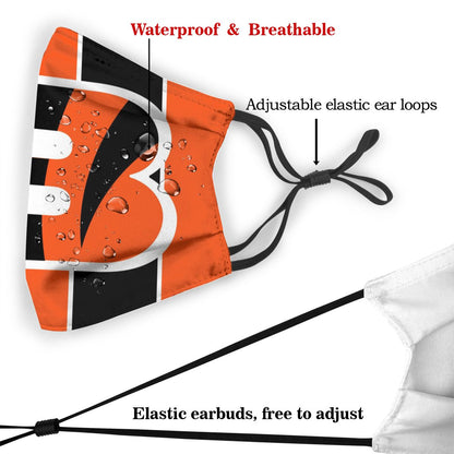 Custom Football Personalized C.Bengal 01-Orange Dust Face Mask With Filters PM 2.5