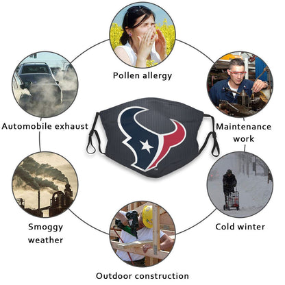 Print Football Personalized Houston Texans 4 Dust Face Mask With Filters PM 2.5