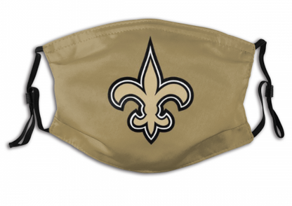 Print Football Personalized New Orleans Saints Adult Dust Mask Gold With PM 2.5 Filter