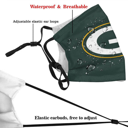 Print Football Personalized Green Bay Packers Adult Dust Mask With PM 2.5 Filters