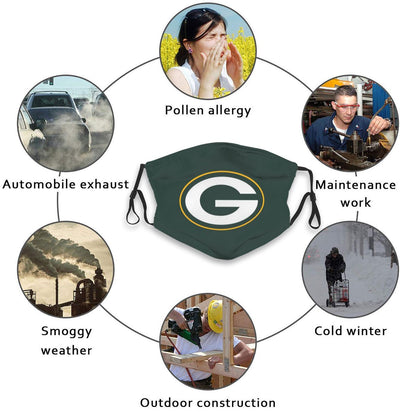 Print Football Personalized Green Bay Packers Adult Dust Mask With PM 2.5 Filters