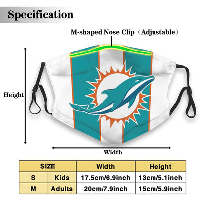 Custom Football Personalized M.Dolphin 01- White Dust Face Mask With Filters PM 2.5