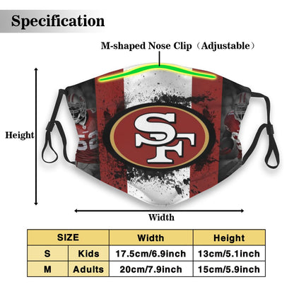 Print Football Personalized Fashion Kids San Francisco 49ers Dust Masks Mask
