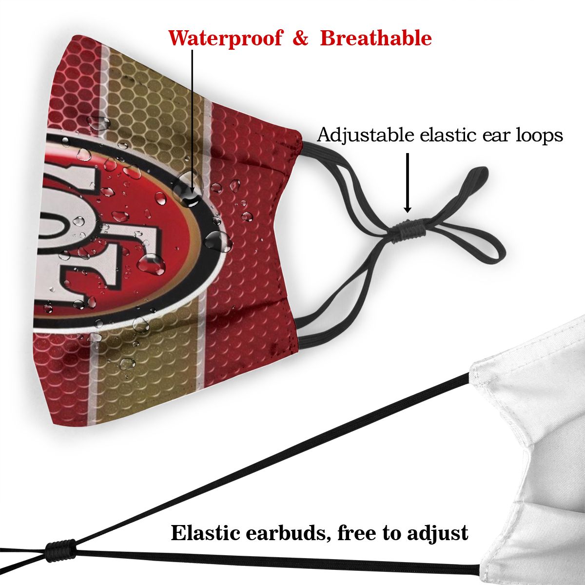 Print Football Personalized San Francisco 49ers Dust Mask With Filter