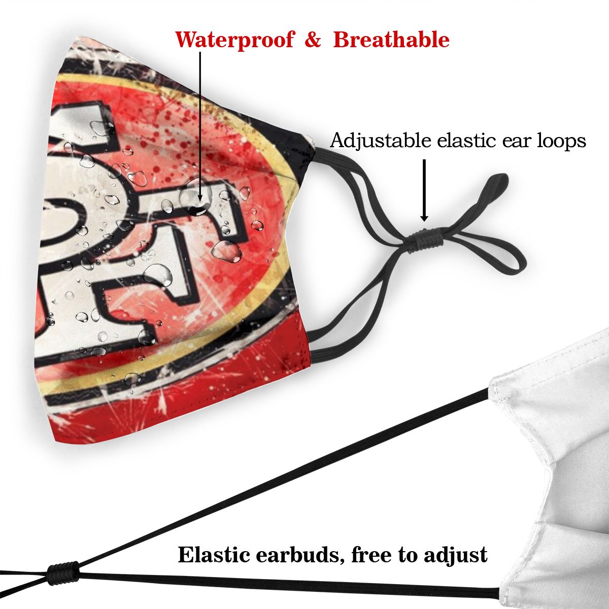 Print Design Football Personalized San Francisco 49ers Dust Mask With PM 2.5 Filter