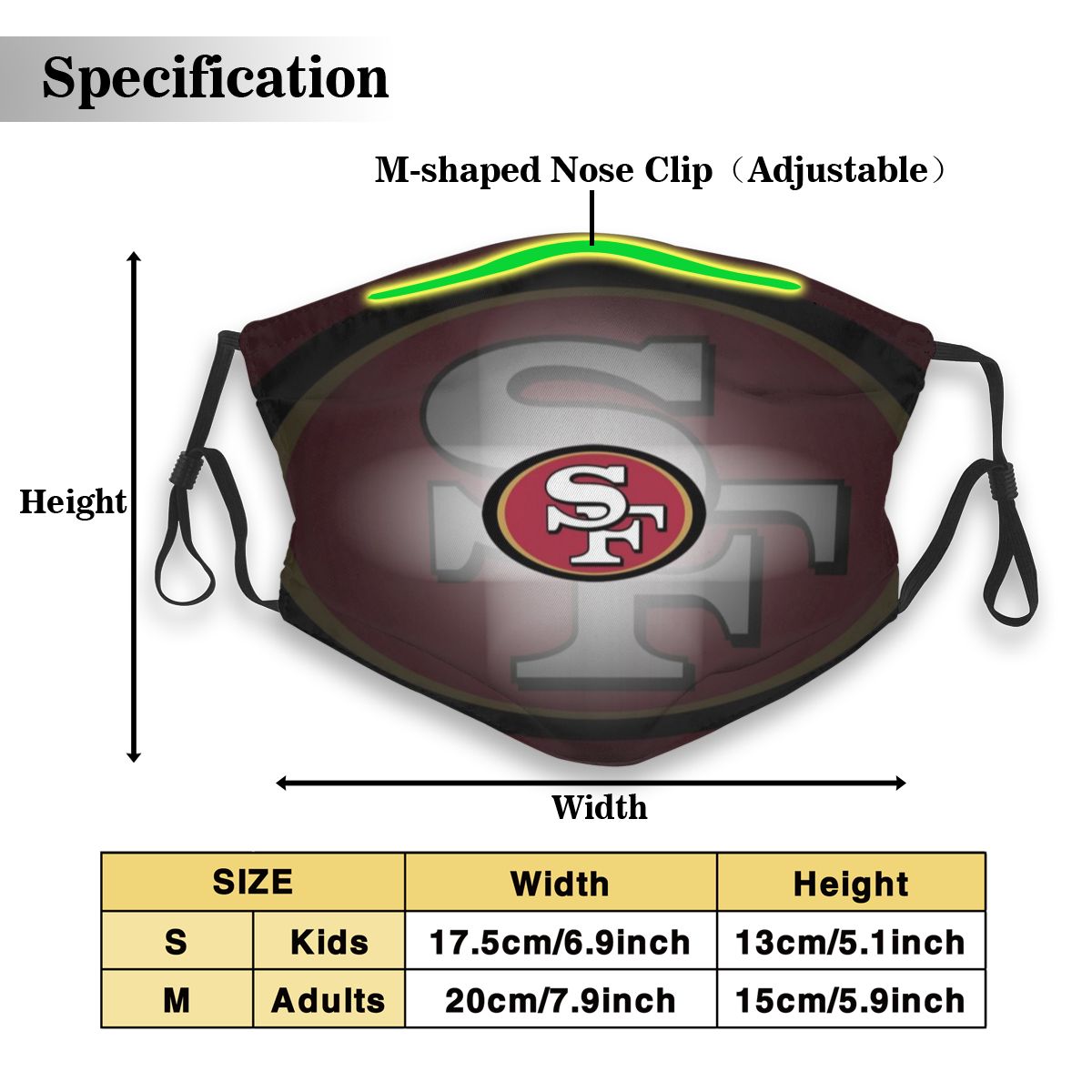 Print Personalized Football Design San Francisco 49ers Dust Mask With Filter