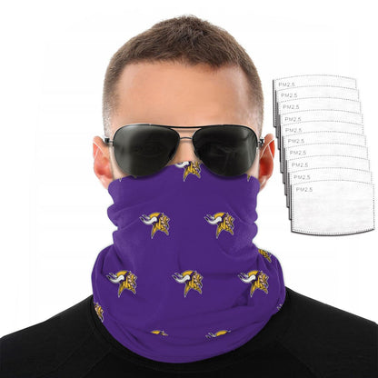 Reusble Mouth Cover Bandanas Minnesota Vikings Variety Head Scarf Face Mask With PM 2.5 Filter